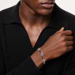 Sterling Silver Rhodium-plated CZ Paw Print & Dog Bone Adj Bracelet - Model Shot