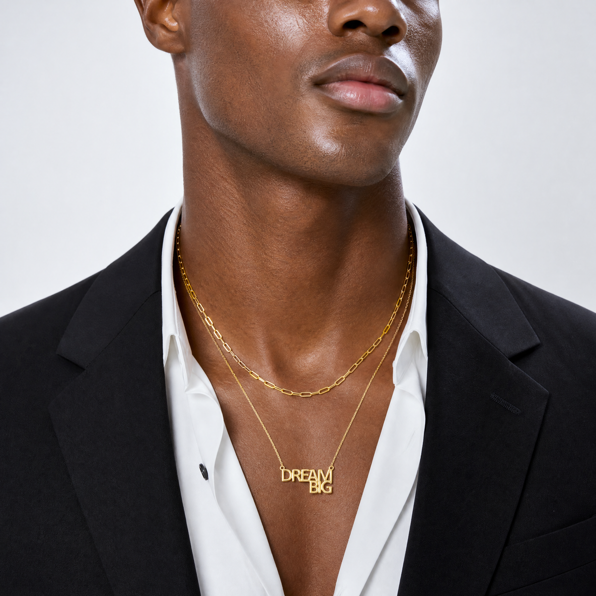 Sterling Silver Gold-tone Dream Big Double Necklace - Model Shot