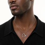 Sterling Silver Polished Rhodium-plated CZ Heart 18in Necklace - Model Shot