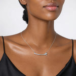 Sterling Silver CZ Dragonfly Bar Necklace - Model Shot