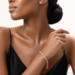Sterling Silver Rose-tone CZ Adjustable Bracelet and Earring Set - Model Shot