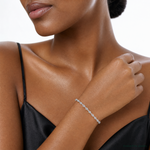 Sterling Silver Rhodium-plated Fancy Adjustable Bracelet - Model Shot