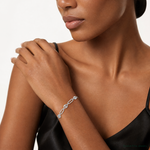 Sterling Silver Rhodium-plated Fancy Link Adjustable Bolo Bracelet - Model Shot