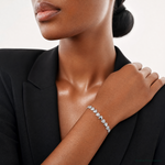 Sterling Silver Rhodium-plated Adjustable Bolo Hearts Bracelet - Model Shot