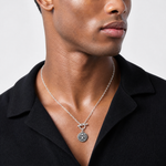 Sterling Silver Oxidized Dangle GUARDIAN ANGEL Toggle Clasp Necklace - Model Shot