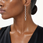 Sterling Silver Polished Graduated Link Post Dangle Earrings - Model Shot