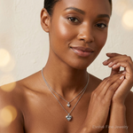 Sterling Silver Rhod-plated 2 Strand Enamel Mom Heart w/1in ext Necklace - Model Shot