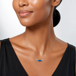 SS RH-plated Lab Cr. Spinel/Cr. Aquamarine 16in w/2in Ext Necklace - Model Shot