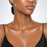 Sterling Silver Gold-plat CZ Enamel Miraculous Medal w/2in ext. Necklace - Model Shot