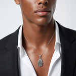 Sterling Silver RH-plated Polished/Oxidized Filigree Hamsa 18 Inch Necklace - Model Shot