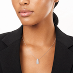 Sterling Silver RH-plt Polished CZ Curved / Tapered Chain Slide Pendant - Model Shot