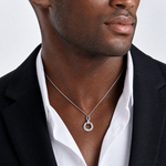 Sterling Silver Rhodium-plated CZ Circle Twist Pendant - Model Shot