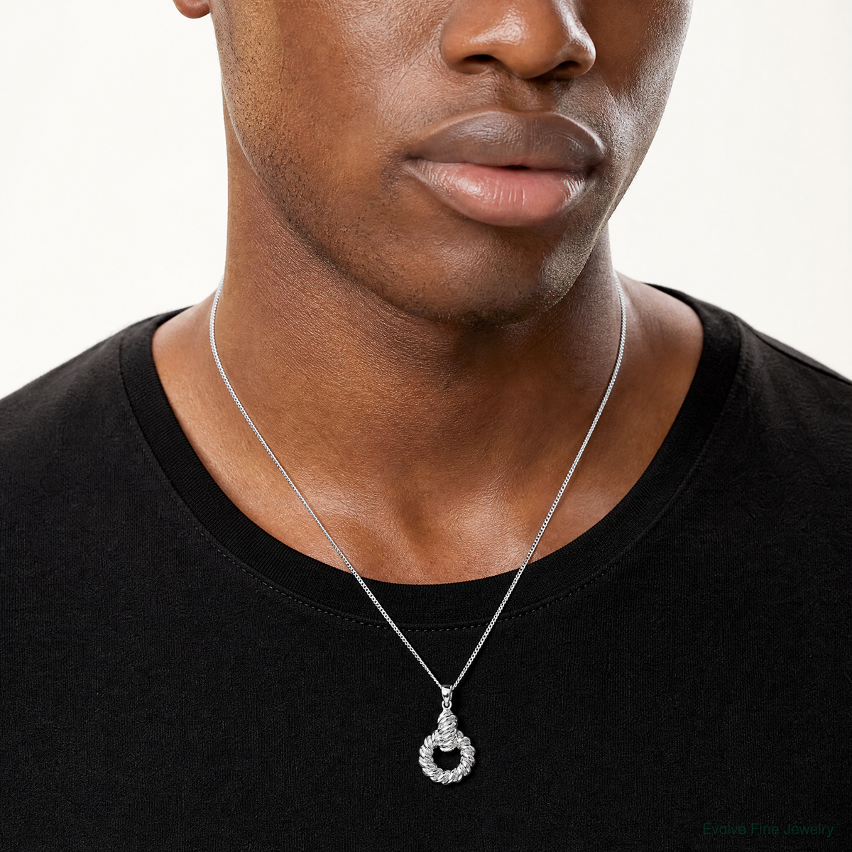 Sterling Silver Rhodium-plated Polished Circle Pendant - Model Shot