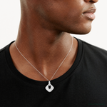 Sterling Silver Rhodium-plated CZ Textured Pendant - Model Shot