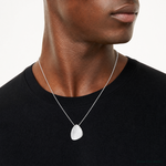 Sterling Silver Rhodium-plated Scratch-finish Fancy Chain Slide Pendant - Model Shot