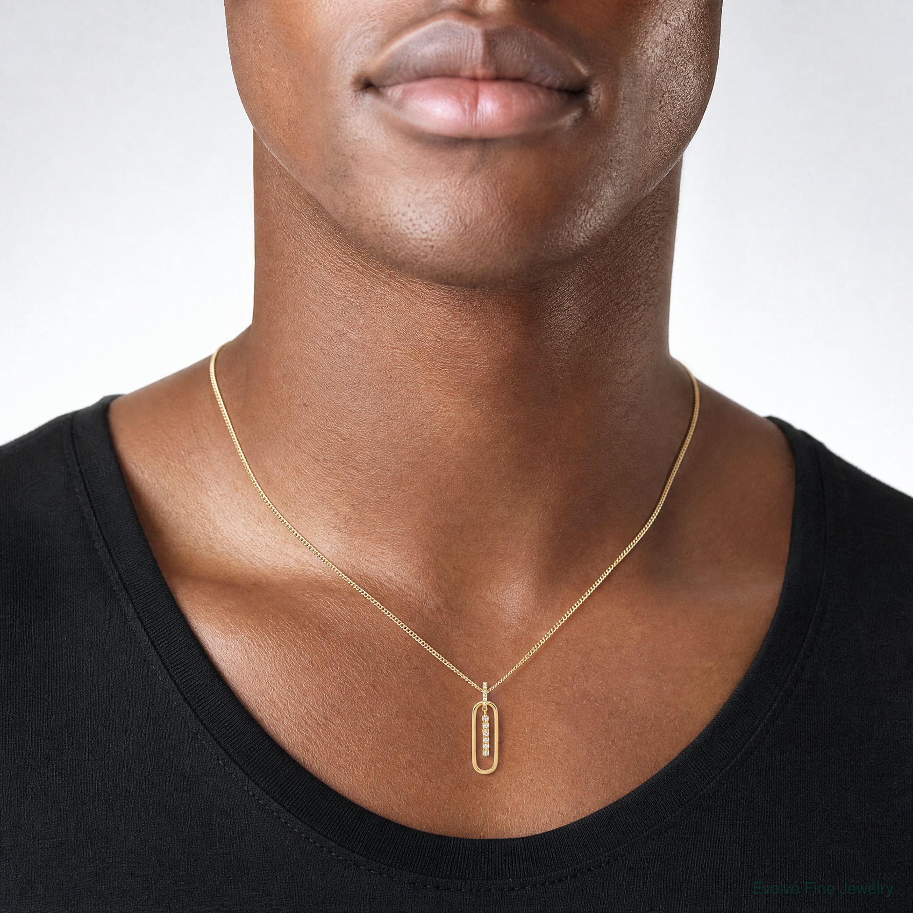Sterling Silver Gold-tone White CZ Dangle Pendant - Model Shot