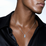 Sterling Silver Rhodium-plated Polished CZ Chain Slide - Model Shot