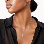 Sterling Silver Rhodium-plated CZ Dangle Pendant - Model Shot