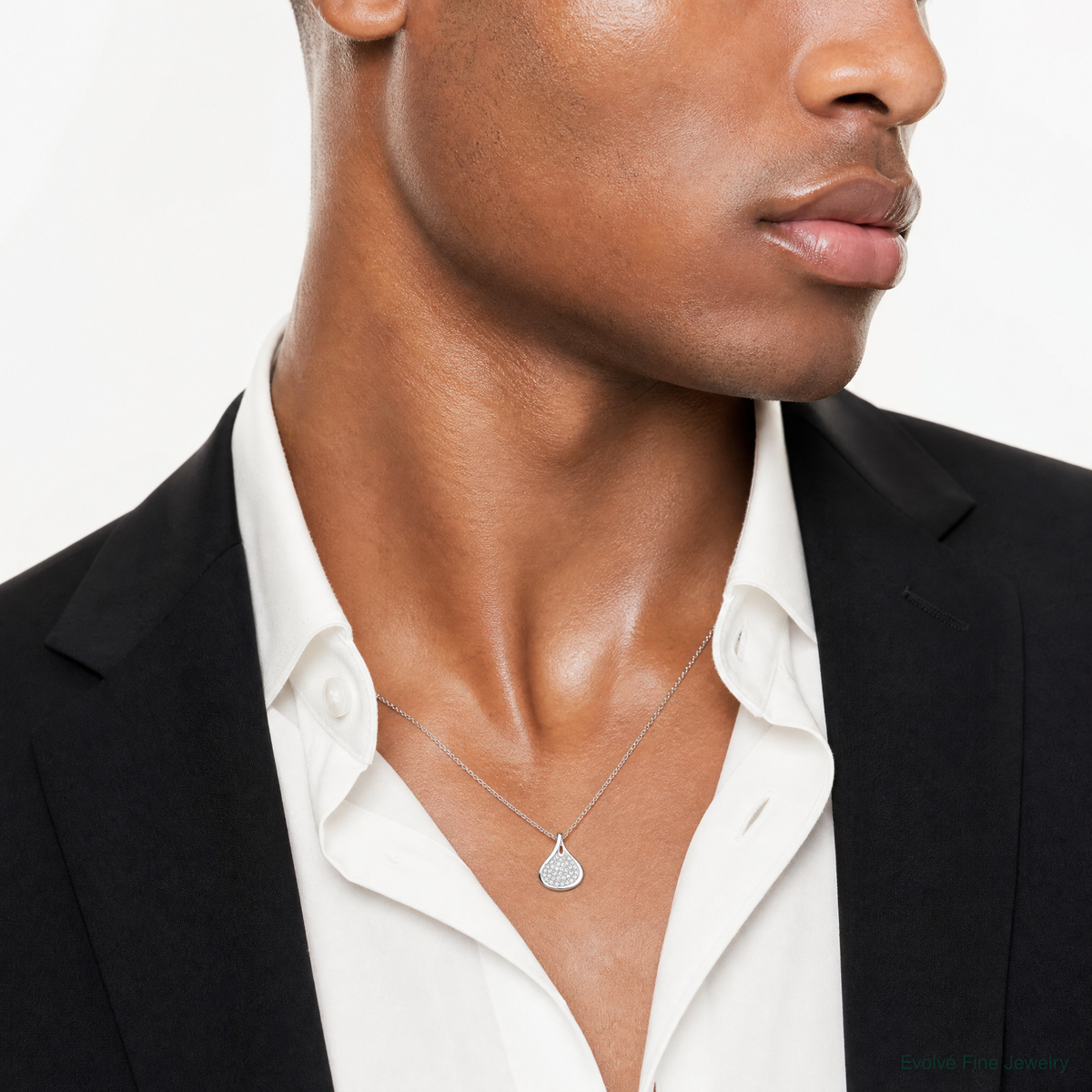 Sterling Silver Rhodium-plated Polished CZ Pendant - Model Shot