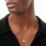 Sterling Silver Rhodium-plated CZ Teardrop Pendant - Model Shot