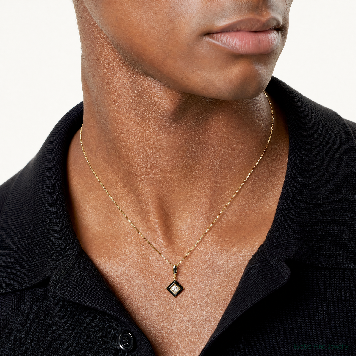 Sterling Silver Gold-plated CZ Enamel Pendant - Model Shot