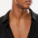Sterling Silver Polished 4 Prong CZ Chain Slide Pendant - Model Shot