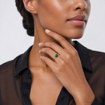 Sterling Silver Gold-tone Green Chalcedony Ring - Model Shot