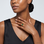 Sterling Silver Gold-tone Green Chalcedony Heart Ring - Model Shot