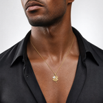 Sterling Silver Gold-tone Polished Enamel Lucky Clover Pendant - Model Shot