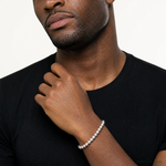 Sterling Silver Polished Bead Stretch Bracelet - Model Shot