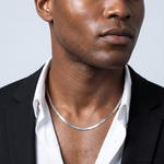 Sterling Silver Rhodium-plated 3mm Magic Herringbone Chain - Model Shot