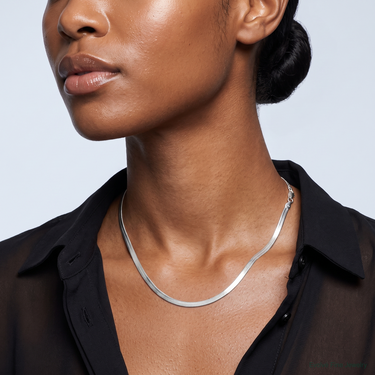 Sterling Silver 3.5mm Magic Herringbone Chain - Model Shot