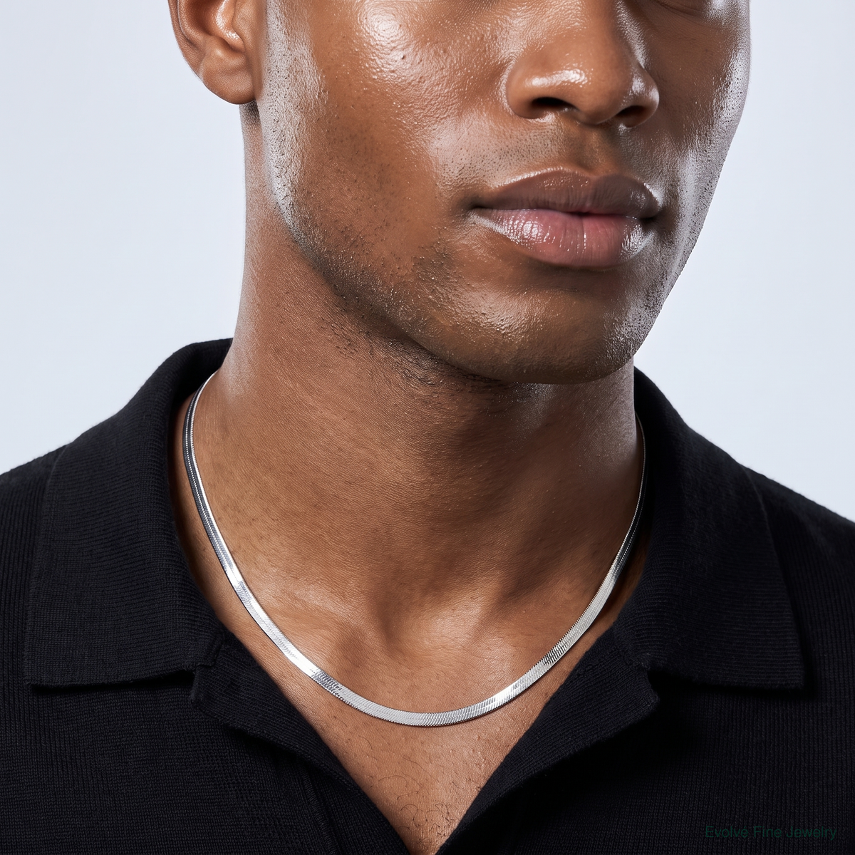 Sterling Silver Rhodium-plated 3.5mm Magic Herringbone Chain - Model Shot