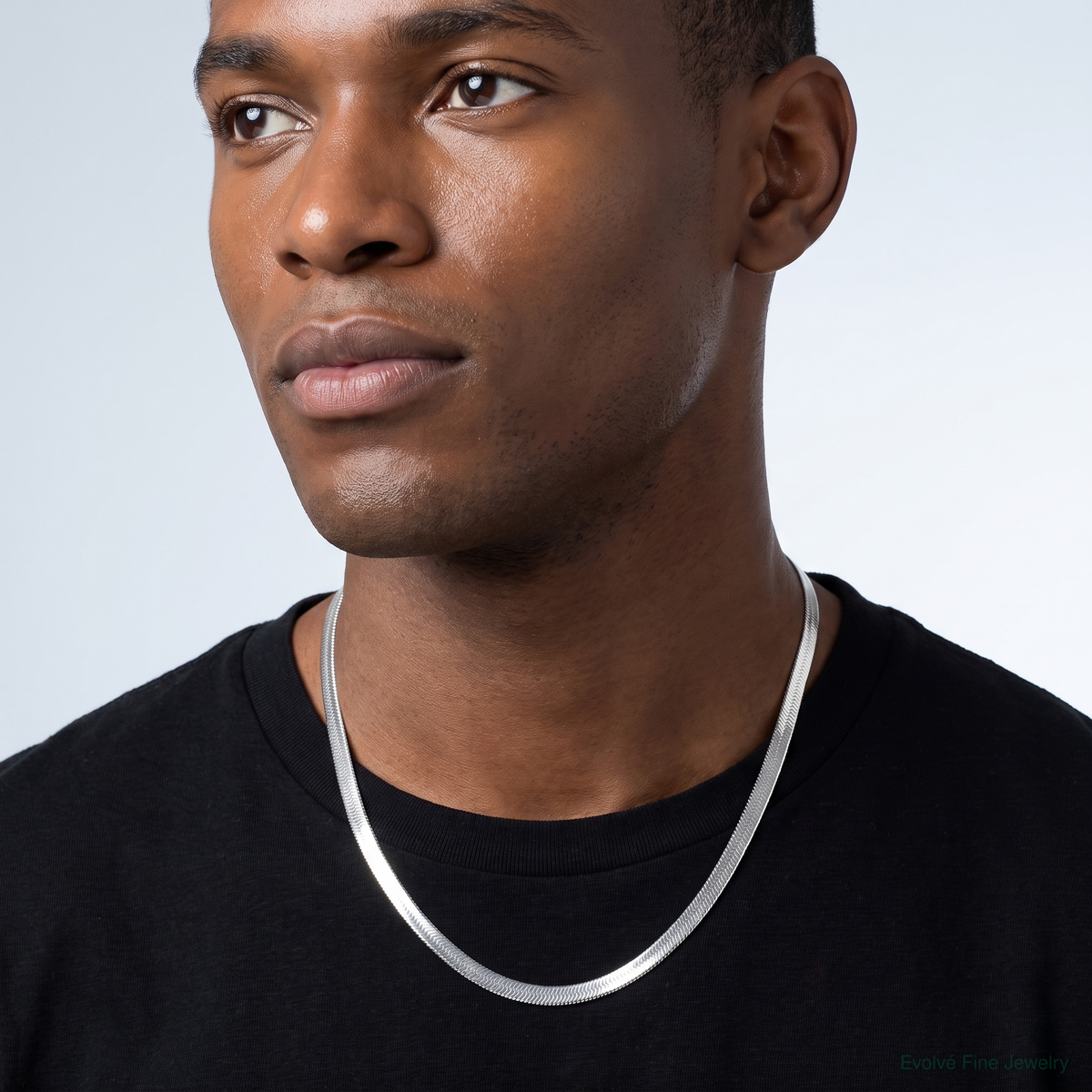 Sterling Silver Rhodium-plated 5.25mm Magic Herringbone Chain - Model Shot