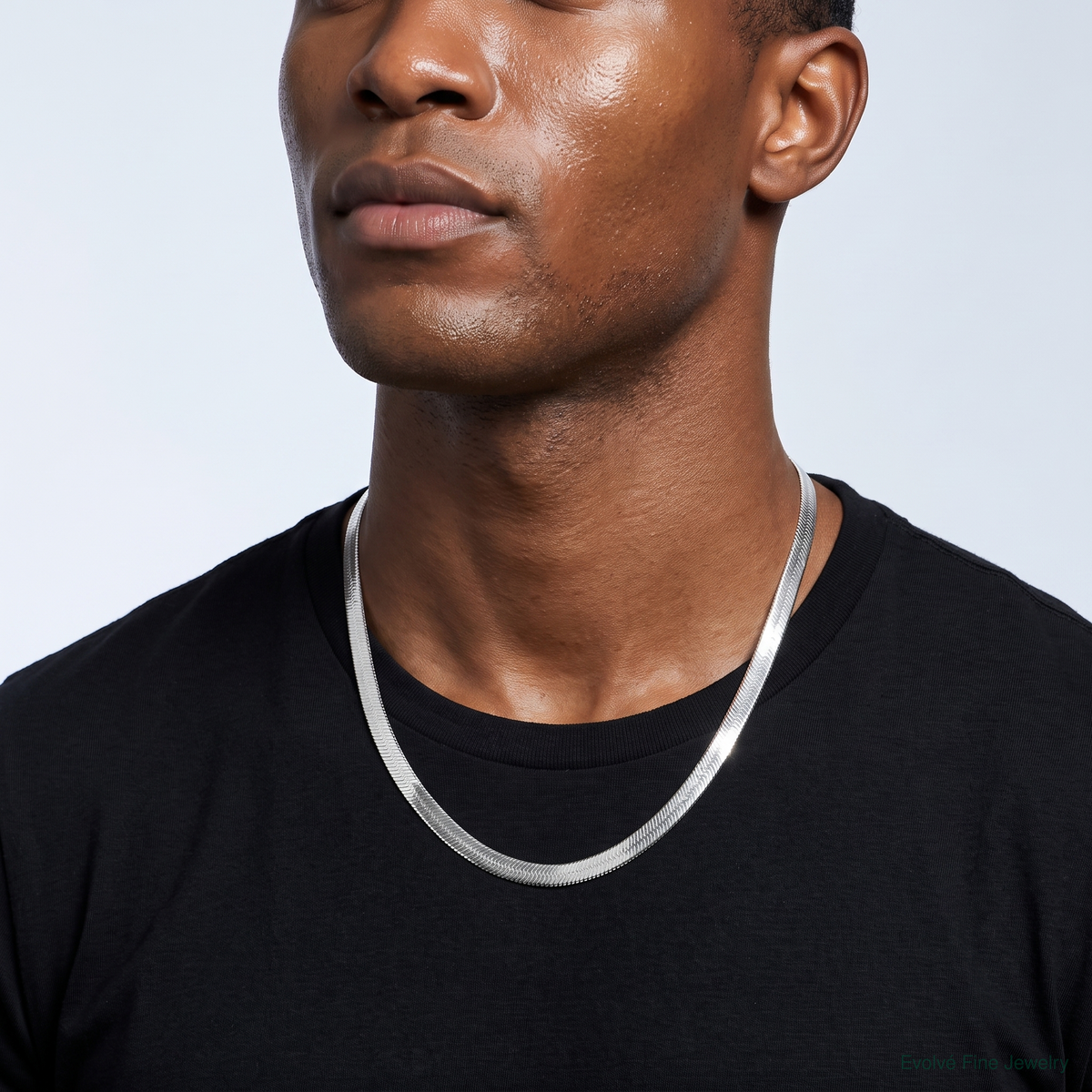 Sterling Silver 7.3mm Magic Herringbone Chain - Model Shot