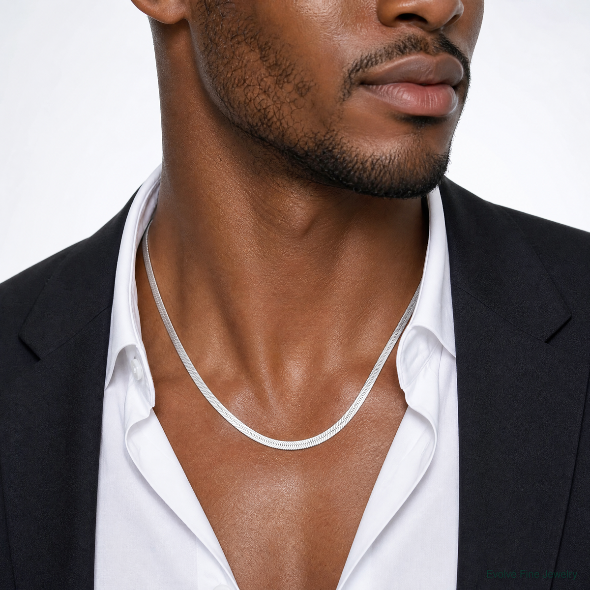 Sterling Silver 8mm Magic Herringbone Chain - Model Shot