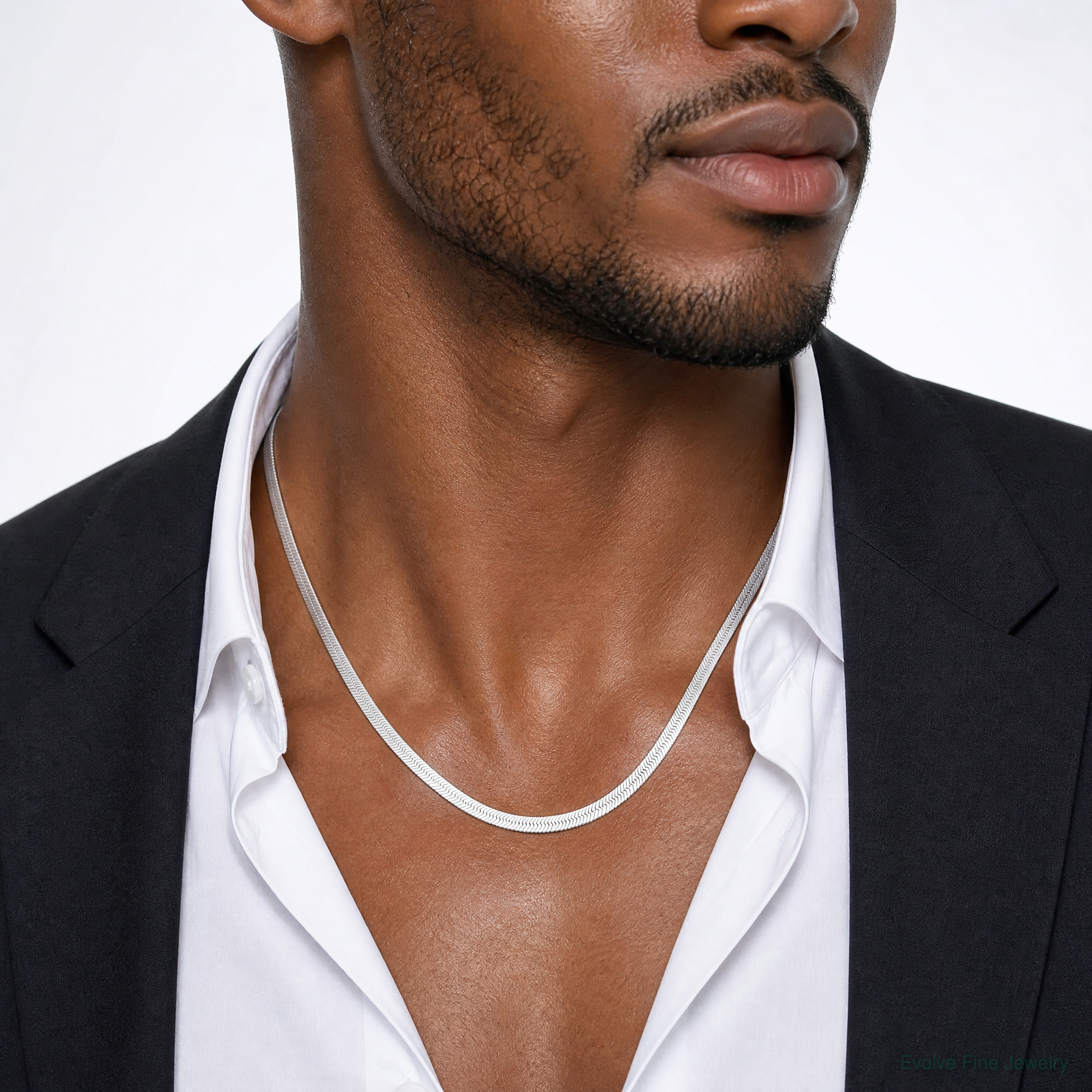 Sterling Silver 8mm Magic Herringbone Chain - Model Shot