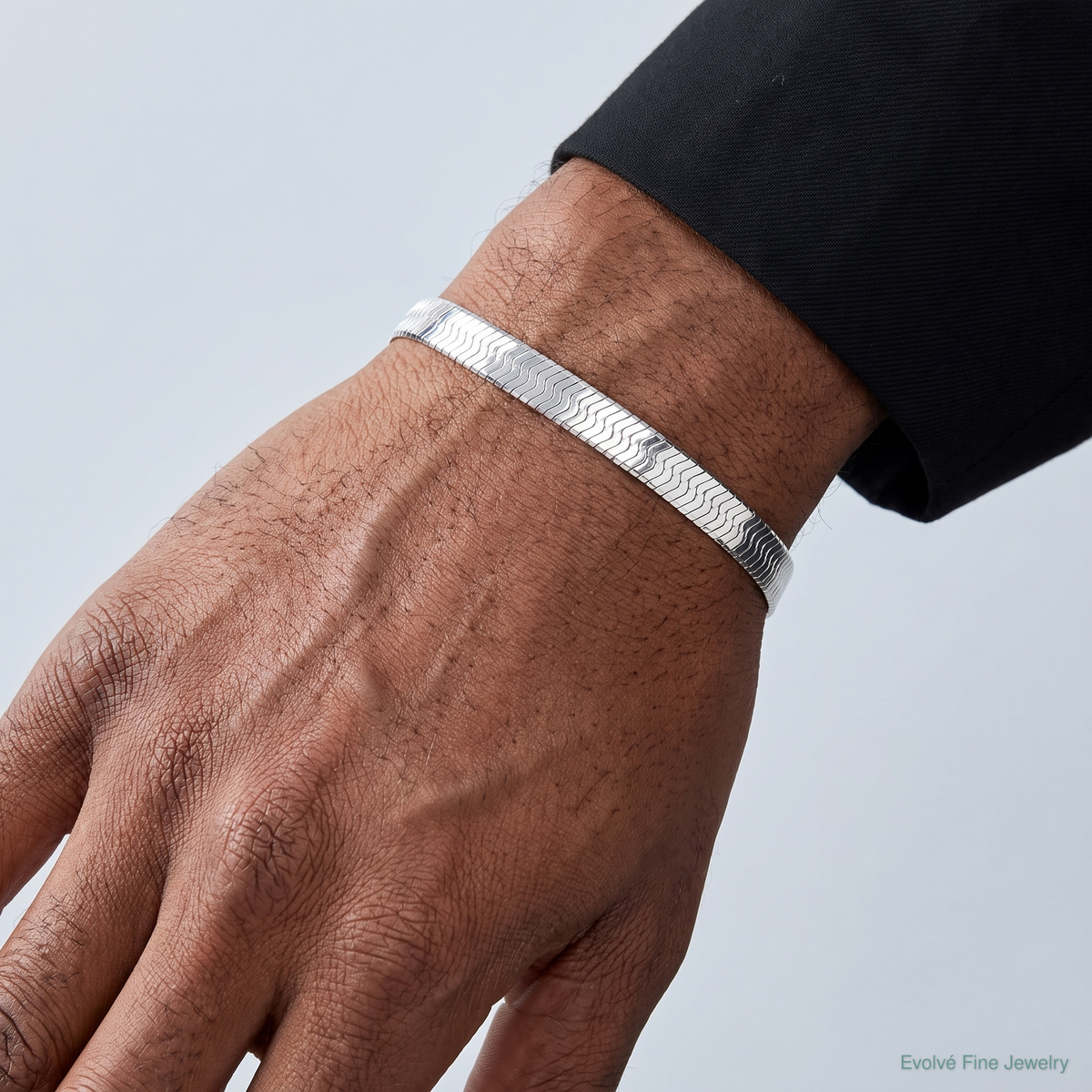 Sterling Silver 8.75mm Magic Herringbone Chain - Model Shot