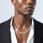 Sterling Silver Rhodium-plated 8.75mm Magic Herringbone Chain - Model Shot