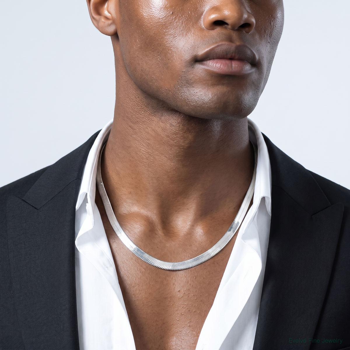 Sterling Silver 10.5mm Magic Herringbone Chain - Model Shot