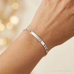 Sterling Silver 7inch Engraveable Figaro Link ID Bracelet - Model Shot