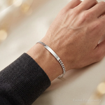Sterling Silver Polished Engraveable Curb Link ID Bracelet - Model Shot