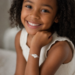 Sterling Silver Polished Angel Baby Engraveable ID Bracelet - Model Shot