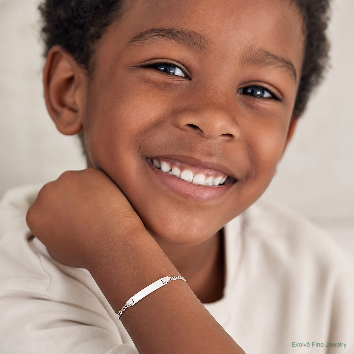 Sterling Silver Children's ID Bracelet - Model Shot