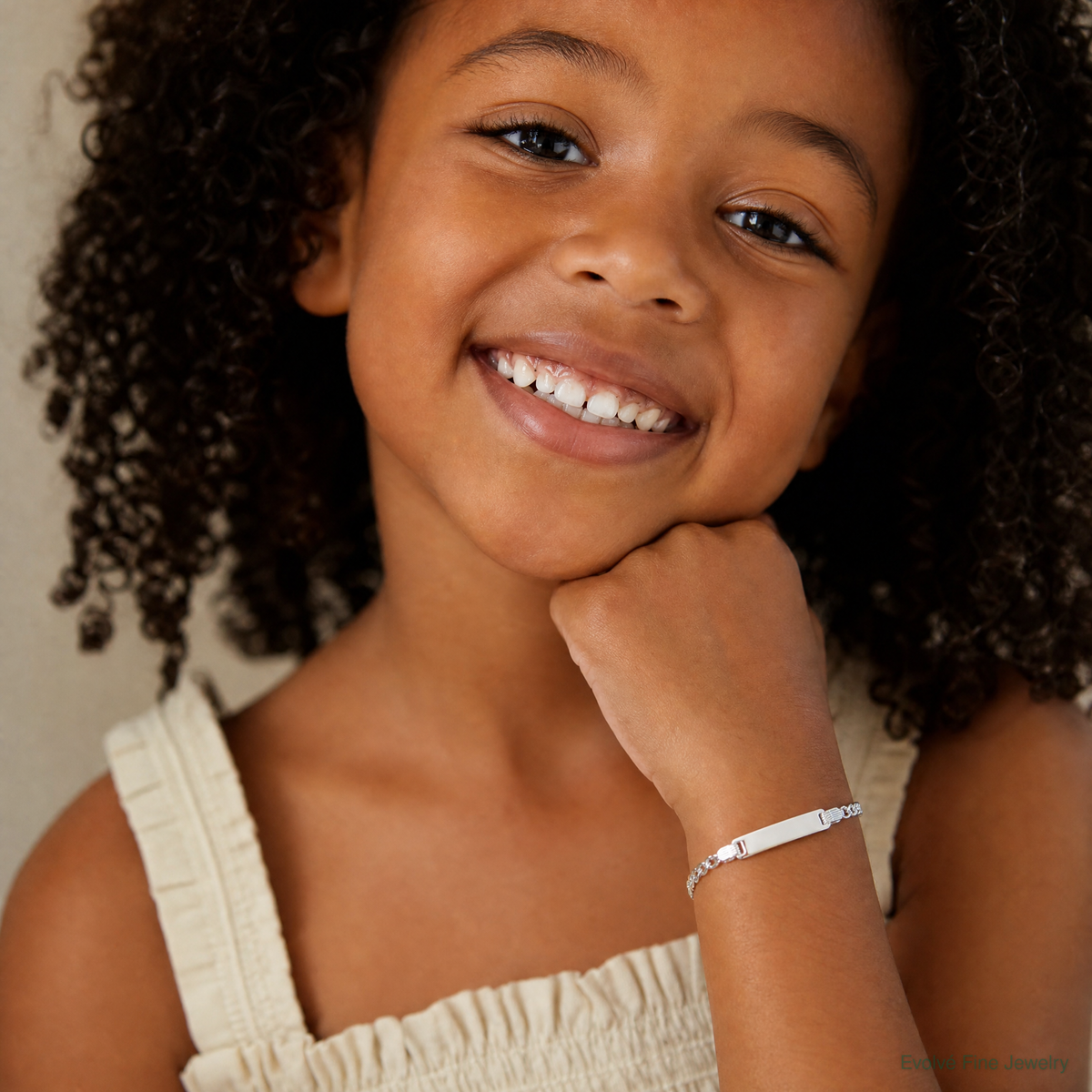 Sterling Silver Children's ID Bracelet - Model Shot