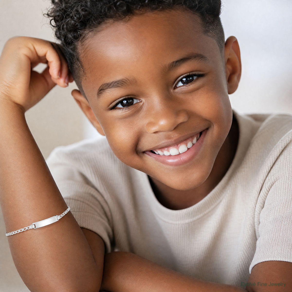Sterling Silver Children's ID Bracelet - Model Shot