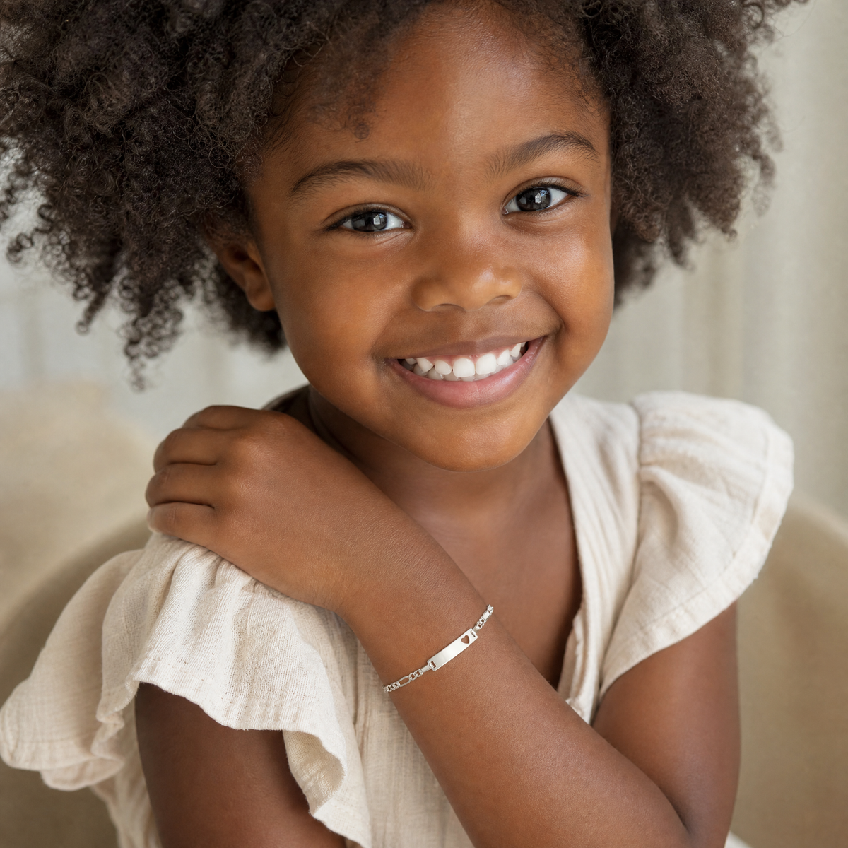 Sterling Silver Baby ID Bracelet - Model Shot