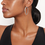 Leslie's Sterling Silver Rose-tone D/C Hoop Earrings - Model Shot