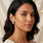 Leslie's SS RH-plated Radiant Essence Textured Huggie Hoop Earrings - Model Shot