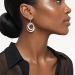 Leslie's SS RH-plated Radiant Essence Textured Post Dangle Earrings - Model Shot